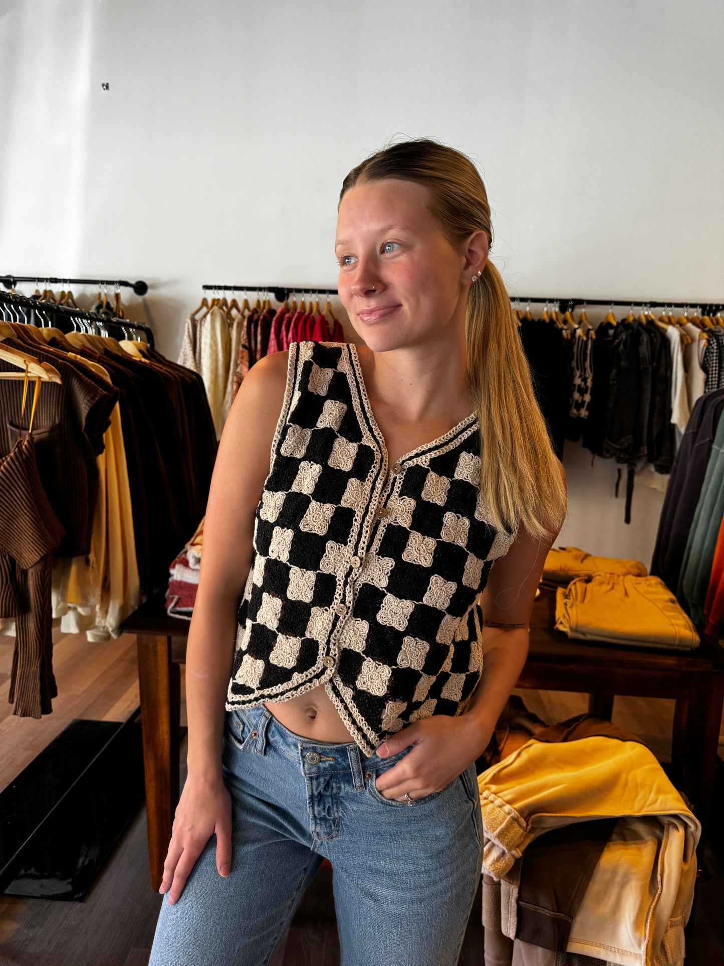 Checkerboard Crotchet Vest