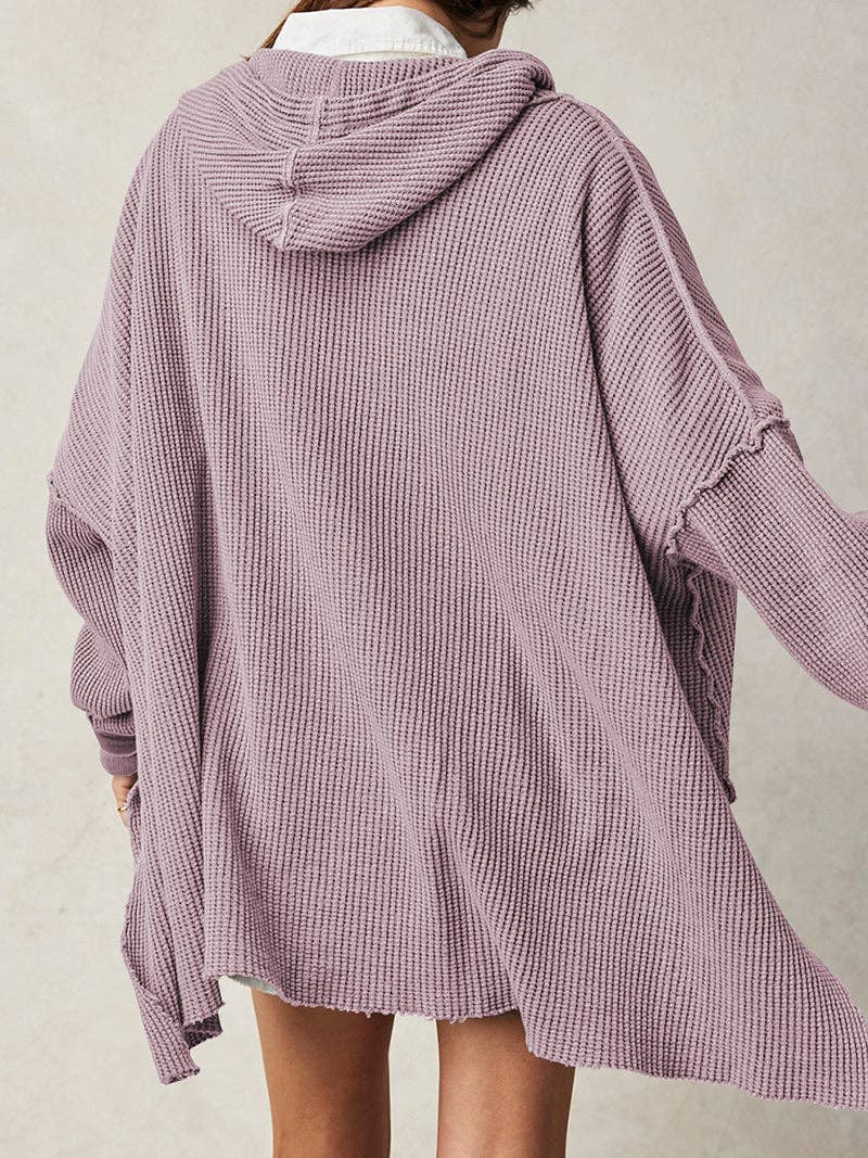Oversized Light Purple Hooded Pullover