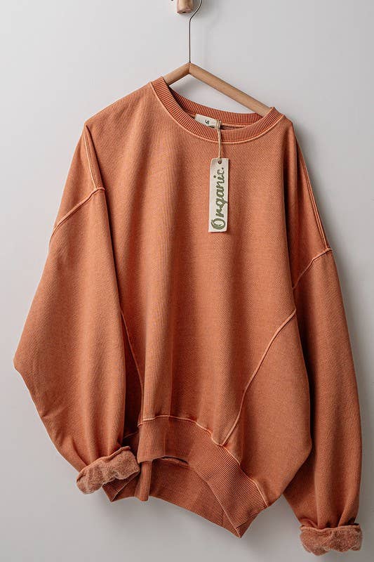 Burnt Sienna Lazy Girl Oversized Crew