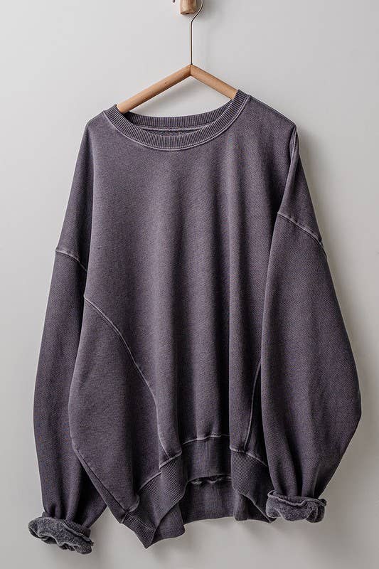 Charcoal Lazy Girl Oversized Crew