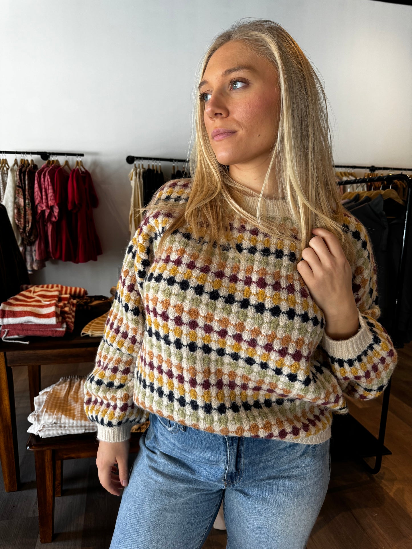 Multicolor striped knit sweater