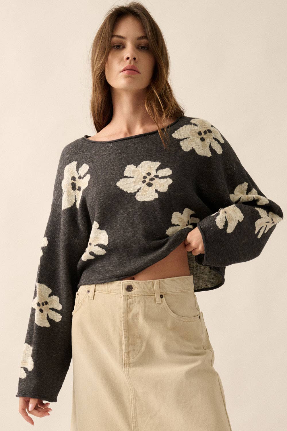 Floral Cropped Sweater