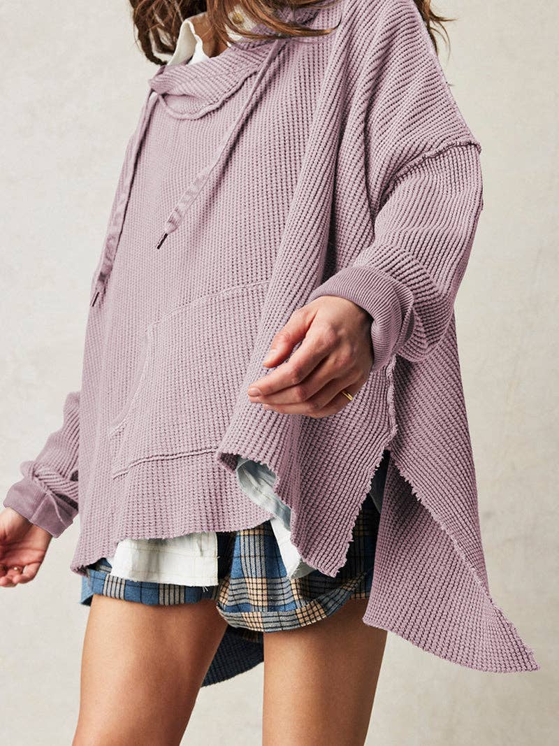 Oversized Light Purple Hooded Pullover