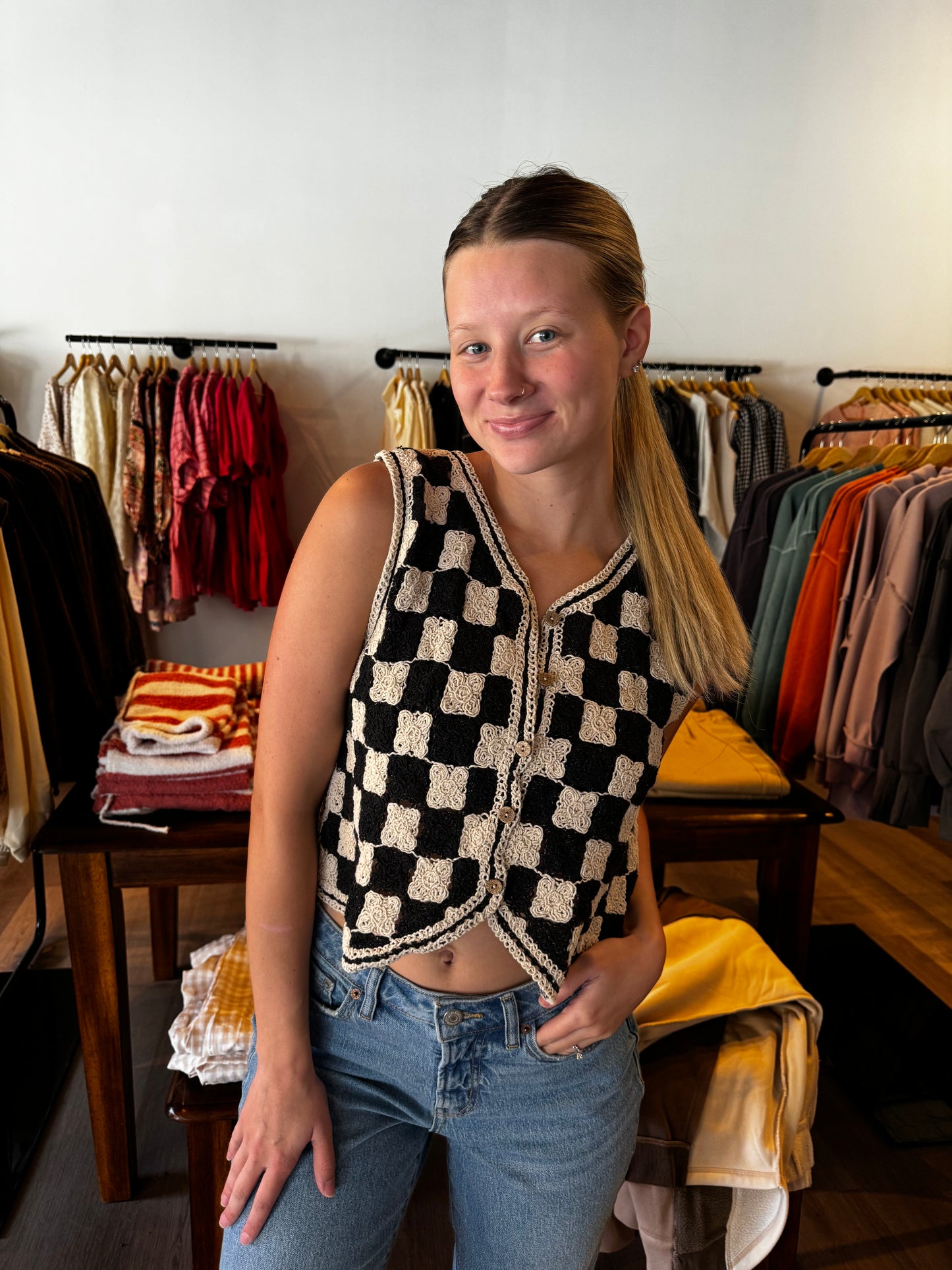 Checkerboard Crotchet Vest