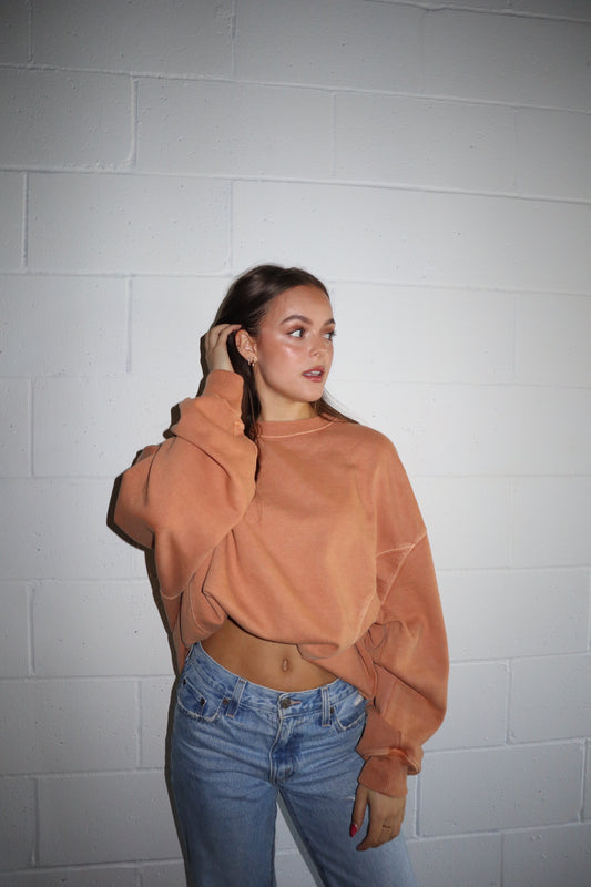 Burnt Sienna Lazy Girl Oversized Crew