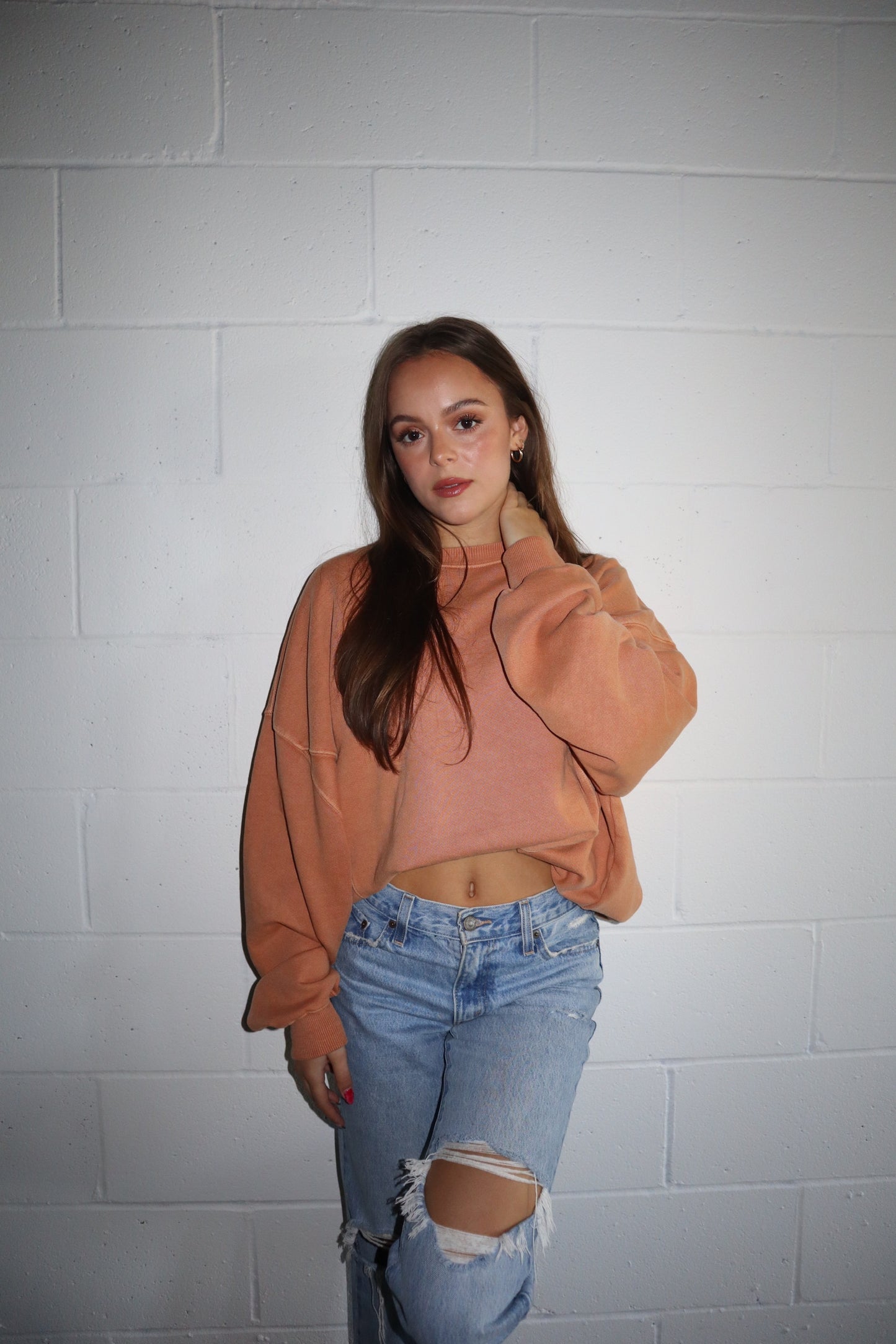 Burnt Sienna Lazy Girl Oversized Crew