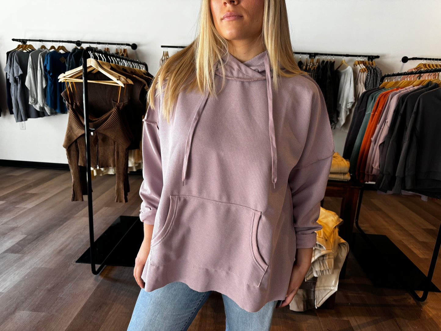 Oversized Light Purple Hooded Pullover