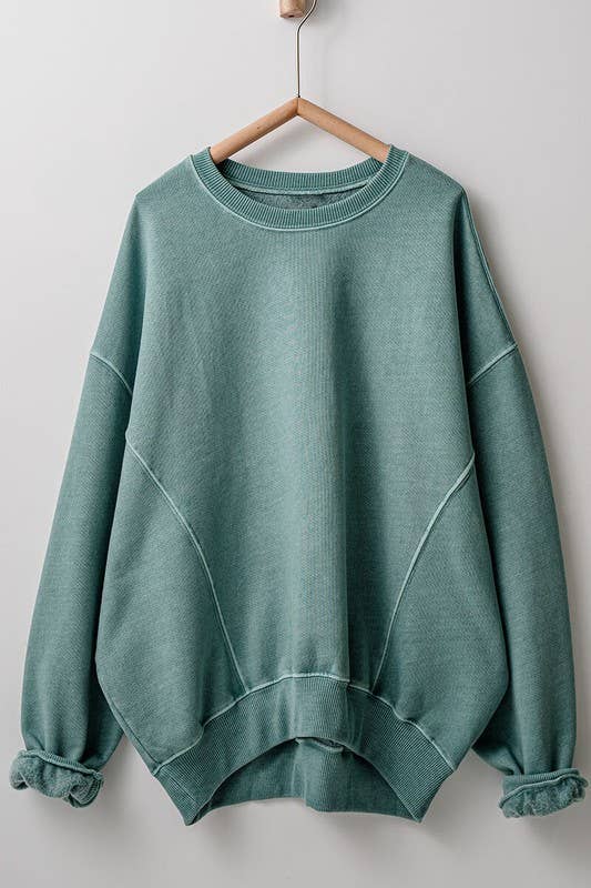 Teal Lazy Girl Oversized Crew