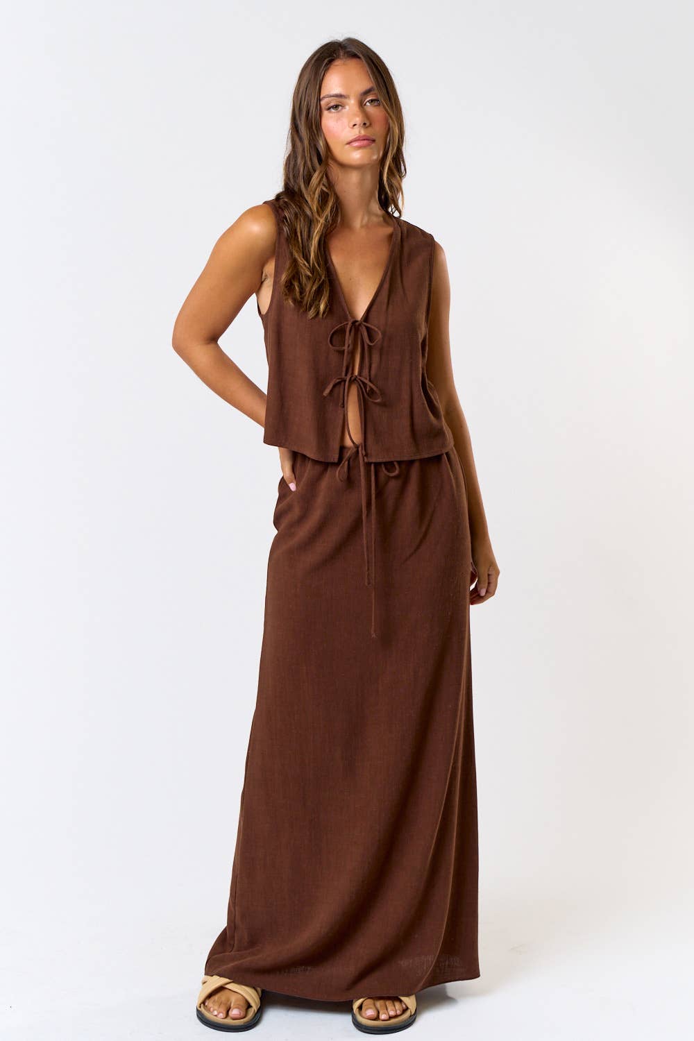 BK22698-1 LINEN MAXI SKIRT
